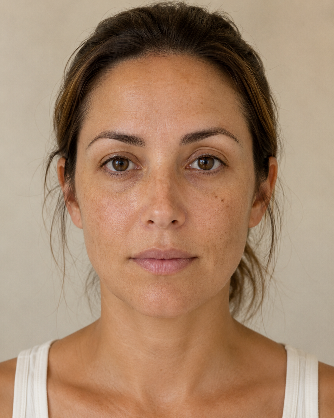Before: Brightening facial treatment — uneven tone and hyperpigmentation
